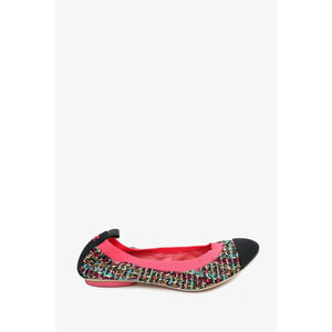 Pre-Loved Chanel™ Hot Pink/Multi Tweed Ballet Flats Size 37